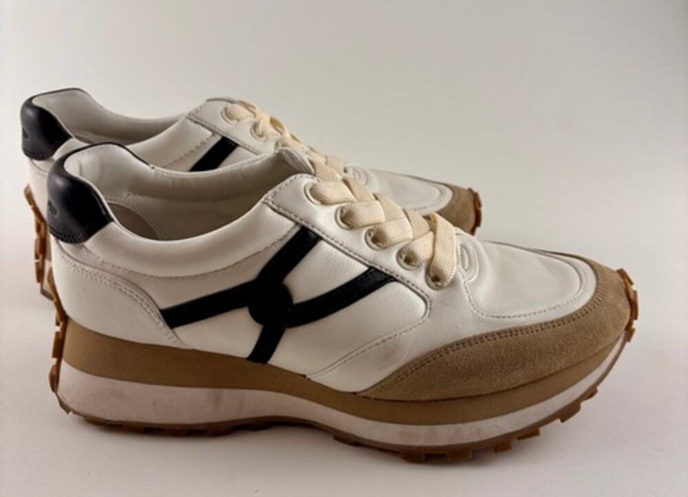 Veronica Beard White Leather & Suede Sneakers Size 8
